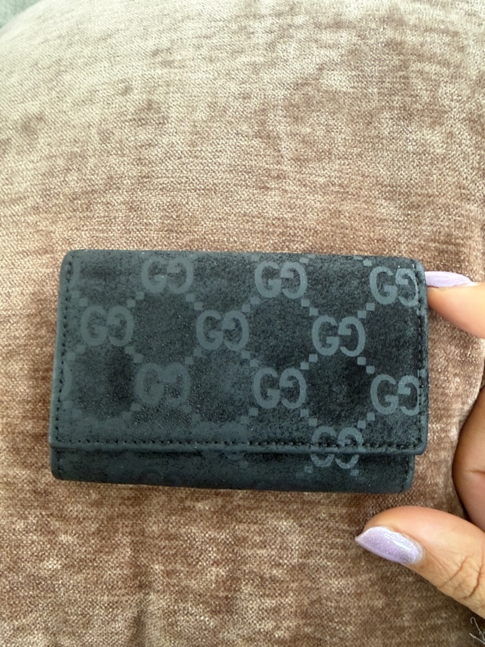 Gucci Black Suede GG Pattern key Case